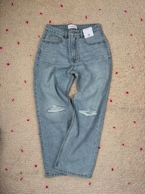 Fabletics Light Blue Boyfriend Jeans with Knee Distress